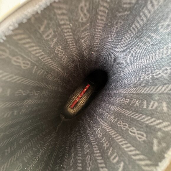 PRADA Black Sport Mid Calf Rubber Rain Boots Women Size 7 - Picture 10 of 12